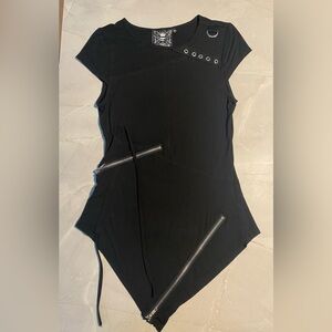 Killstar Black Tunic Top with Zipper Detail